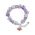 thumbnail image 1 of Delight Jewelry Silvertone Hot Pink Tropical Fish with Lime Green Stripe Purple Butterfly Bead Charm Bracelet, 7"+1" Extender, 1 of 1
