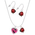 thumbnail image 1 of Delight Jewelry Silvertone Hot Pink Zebra Print Heart Red Lucky Ladybug Necklace and Dangle Earrings Set, 1 of 6