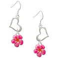 thumbnail image 1 of Delight Jewelry Silvertone Hot Pink and Orange Flower Open Heart French Earrings, 1 of 4