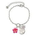 thumbnail image 1 of Delight Jewelry Silvertone Hot Pink and Orange Flower Silvertone Discover Dream Explore Zoey Charm Bracelet, 6.5+2" Extender, 1 of 4