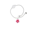thumbnail image 1 of Delight Jewelry Silvertone Hot Pink and Orange Flower - Silvertone Leaf Delicate Bracelet, 6.25+1.75", 1 of 3