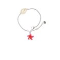 thumbnail image 1 of Delight Jewelry Silvertone Hot Pink and Orange Plumeria Flower - Goldtone Leaf Delicate Bracelet, 6.25+1.75", 1 of 4