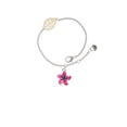 thumbnail image 1 of Delight Jewelry Silvertone Hot Pink and Purple Plumeria Flower - Goldtone Leaf Delicate Bracelet, 6.25+1.75", 1 of 4