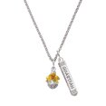 thumbnail image 1 of Delight Jewelry Silvertone Hot Yellow & Orange Plumeria Flowers Spinner Silvertone Guardian Angel Bar Charm Necklace, 23", 1 of 4