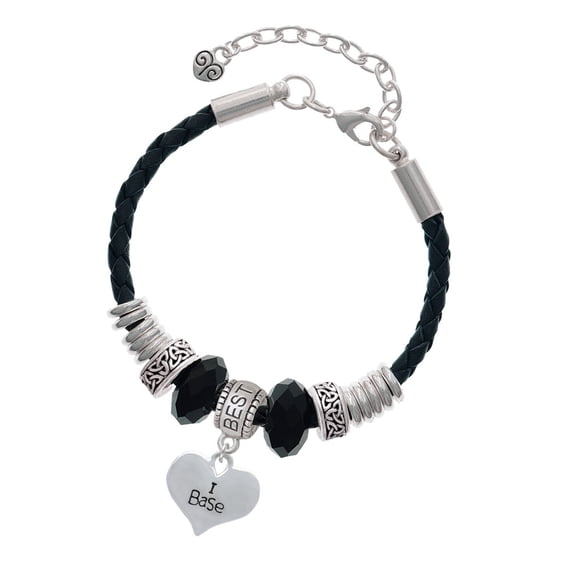 Delight Jewelry Silvertone I Base Heart Best Friend Celtic Knot Leather Bead Bracelet, 7"+2" Extender