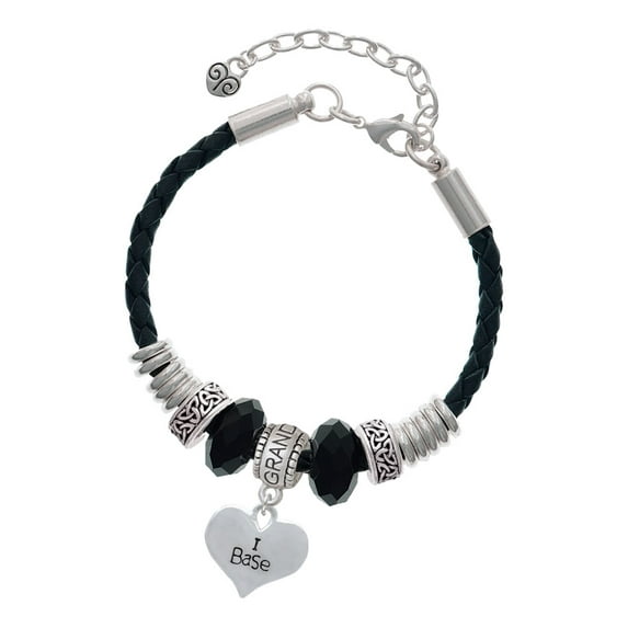 Delight Jewelry Silvertone I Base Heart Granddaughter Celtic Knot Leather Bead Bracelet, 7"+2" Extender