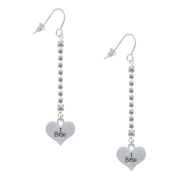 Delight Jewelry Silvertone I Base Heart - Silver-tone Long Sparkle Dangle French Earrings