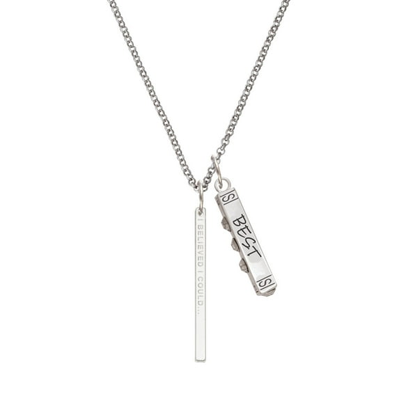 Delight Jewelry Silvertone I Believed I Could Thin Bar Silvertone Best Friends Forever Bar Charm Necklace, 23"