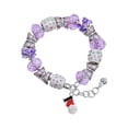 thumbnail image 1 of Delight Jewelry Silvertone I Love Volleyball - Red Heart Purple Butterfly Bead Charm Bracelet, 7"+1" Extender, 1 of 1