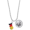 thumbnail image 1 of Delight Jewelry Silvertone I Love Water polo - Red Heart Silvertone Script Initial Disc - W - Charm Necklace, 20"+3", 1 of 4