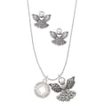 thumbnail image 1 of Delight Jewelry Silvertone I would be lost without you Silver tone Guardian Angel Charm Necklace and Stud Earrings, 1 of 4