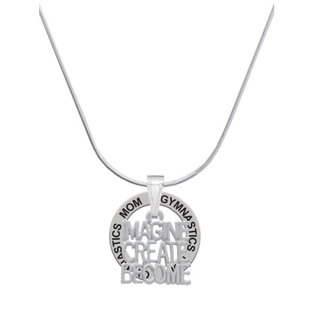Delight Jewelry Silvertone Imagine Create Become Gymnastics Mom Ring Charm Necklace, 18"