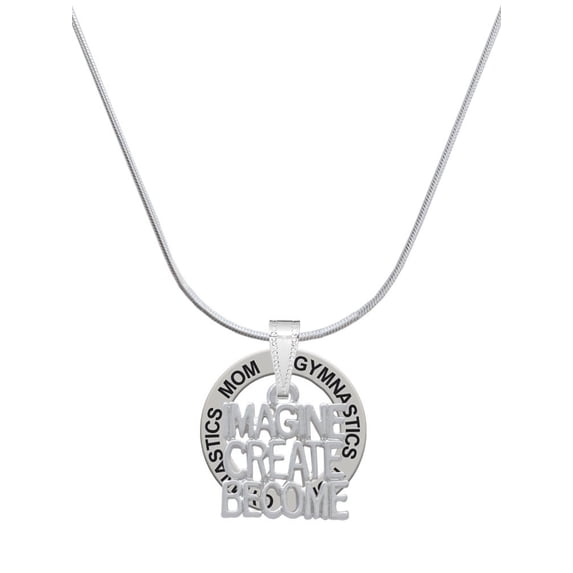 Delight Jewelry Silvertone Imagine Create Become Gymnastics Mom Ring Charm Necklace, 18"