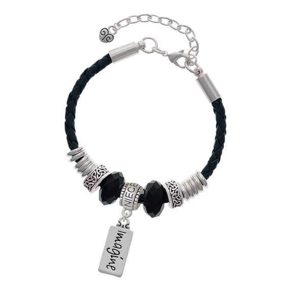 Delight Jewelry Silvertone Imagine Niece Celtic Knot Leather Bead Bracelet, 7"+2" Extender
