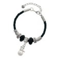 thumbnail image 1 of Delight Jewelry Silvertone Imitation Pearl Snowman Big Sister Celtic Knot Leather Bead Bracelet, 7"+2" Extender, 1 of 4