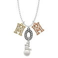 thumbnail image 1 of Delight Jewelry Silvertone Imitation Pearl Snowman Multi-Colored Crystal Mom Charm Necklace, 1 of 5