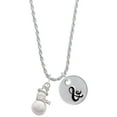 thumbnail image 1 of Delight Jewelry Silvertone Imitation Pearl Snowman Silvertone Script Initial Disc - & - Charm Necklace, 20"+3", 1 of 4