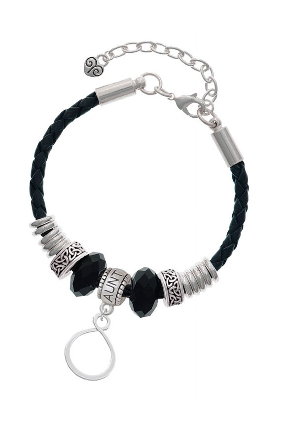 Silvertone Infinity Loop Aunt Celtic Knot Leather Bead Bracelet, 7"+2" Extender
