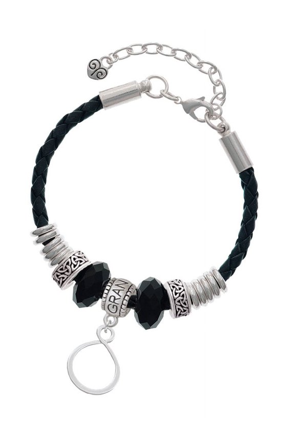 Silvertone Infinity Loop Grandmother Celtic Knot Leather Bead Bracelet, 7"+2" Extender