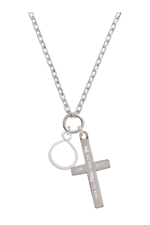 Silvertone Infinity Loop I Have Plans for You Engraved Cross Zoey Necklace, 28"