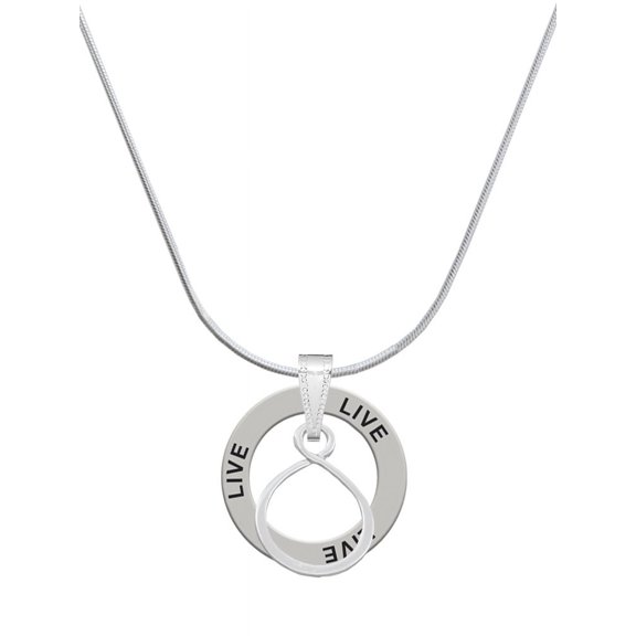 Delight Jewelry Silvertone Infinity Loop Live Ring Charm Necklace, 18"