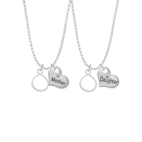 Delight Jewelry Silvertone Infinity Loop Mother & Daughter Heart Necklaces (Set of 2), 19"+2"