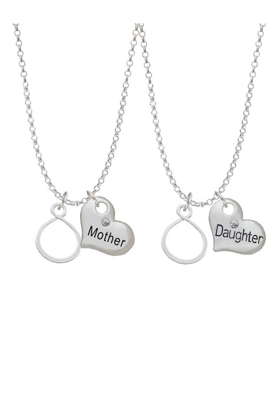 Silvertone Infinity Loop Mother & Daughter Heart Necklaces (Set of 2), 19"+2"