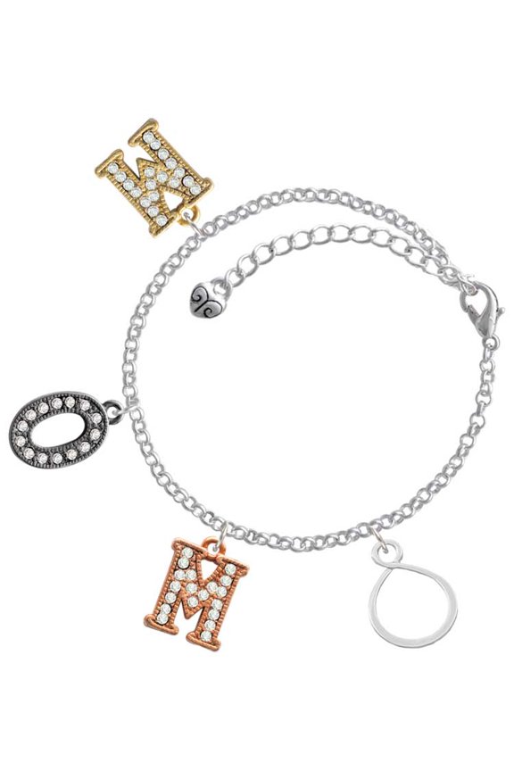 Silvertone Infinity Loop Multi-Colored Crystal Mom Charm Bracelet