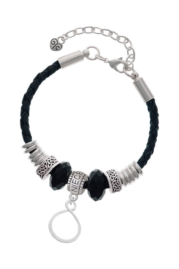 Silvertone Infinity Loop Niece Celtic Knot Leather Bead Bracelet, 7"+2" Extender