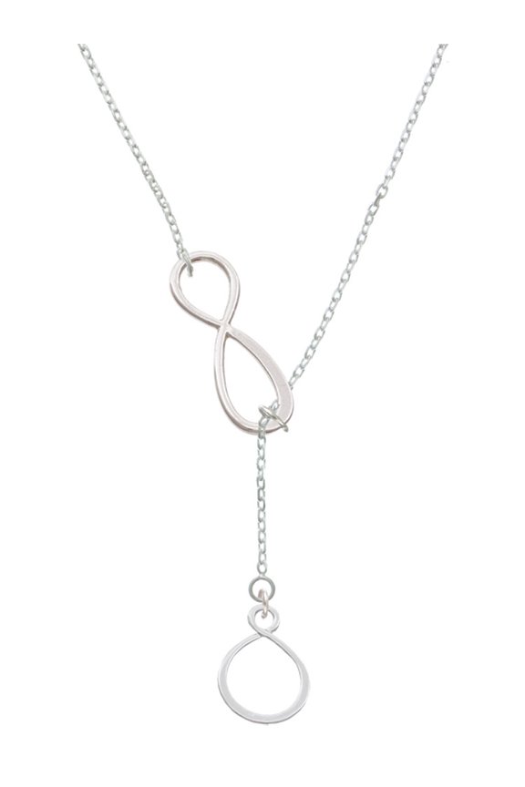 Silvertone Infinity Loop Silver tone Elegant Infinity Lariat Necklace