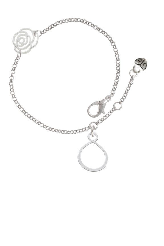 Silvertone Infinity Loop Silver-tone Rose Link Chain Bracelet, 6.25"+1.75" Extender