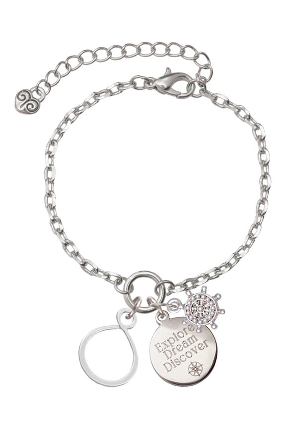 Silvertone Infinity Loop Silvertone Discover Dream Explore Zoey Charm Bracelet, 6.5+2" Extender