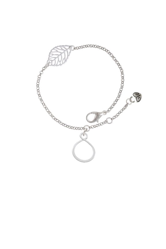 Silvertone Infinity Loop - Silvertone Leaf Delicate Bracelet, 6.25+1.75"