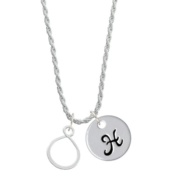 Delight Jewelry Silvertone Infinity Loop Silvertone Script Initial Disc - H - Charm Necklace, 20"+3"