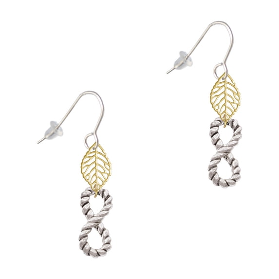 Delight Jewelry Silvertone Infinity Rope Goldtone Leaf French Earrings