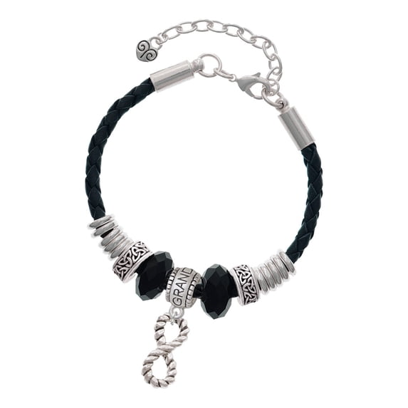 Delight Jewelry Silvertone Infinity Rope Granddaughter Celtic Knot Leather Bead Bracelet, 7"+2" Extender