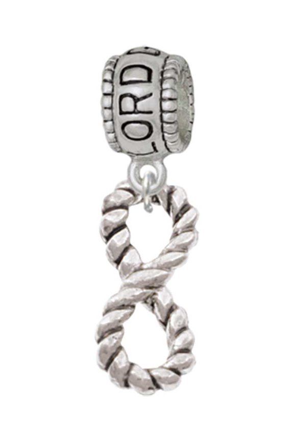 Silvertone Infinity Rope Lord Guide Me Charm Bead