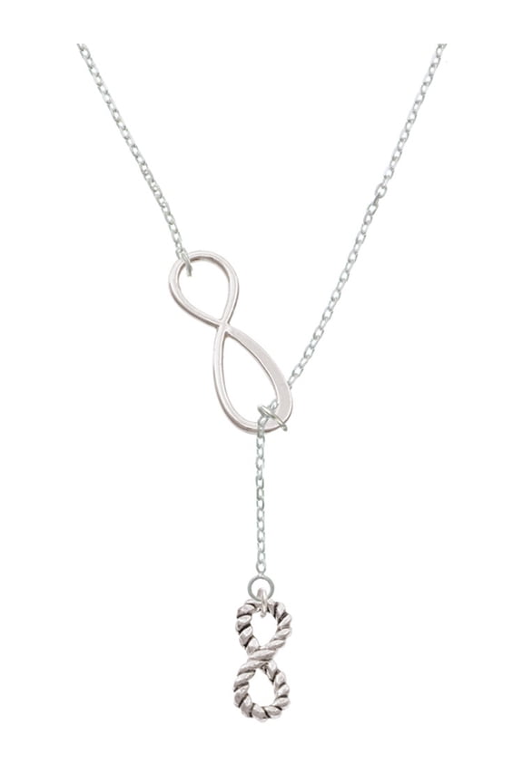 Silvertone Infinity Rope Silver tone Elegant Infinity Lariat Necklace