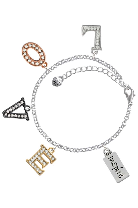 Silvertone Inspire Multi-Colored Crystal Love Charm Bracelet