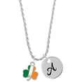 thumbnail image 1 of Delight Jewelry Silvertone Irish Flag Shamrock Silvertone Script Initial Disc - A - Charm Necklace, 20"+3", 1 of 4