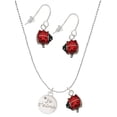 thumbnail image 1 of Delight Jewelry Silvertone Je T'aime Disc Red Lucky Ladybug Necklace and Dangle Earrings Set, 1 of 6