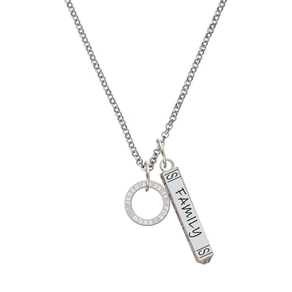 Delight Jewelry Silvertone Jeremiah 29:11 Eternity Ring Silvertone Family Bar Charm Necklace, 23"