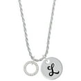 thumbnail image 1 of Delight Jewelry Silvertone Joshua 1:9 Eternity Ring Silvertone Script Initial Disc - L - Charm Necklace, 20"+3", 1 of 4