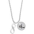 thumbnail image 1 of Delight Jewelry Silvertone Joshua 1:9 Infinity Sign Silvertone Script Initial Disc - K - Charm Necklace, 20"+3", 1 of 4