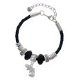thumbnail image 1 of Delight Jewelry Silvertone Jumping Trout Lil Sister Celtic Knot Leather Bead Bracelet, 7"+2" Extender, 1 of 4