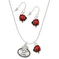 thumbnail image 1 of Delight Jewelry Silvertone Keep Calm EMT is Here Red Lucky Ladybug Necklace and Dangle Earrings Set, 1 of 6