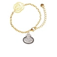 thumbnail image 1 of Delight Jewelry Silvertone Keep Calm The Doctor is Here Gold-tone Flower Link Chain Bracelet, 6.75"+2" Extender, 1 of 3