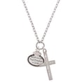 thumbnail image 1 of Delight Jewelry Silvertone Keep Calm The Doctor is Here I Have Plans for You Engraved Cross Zoey Necklace, 28", 1 of 4