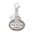 thumbnail image 1 of Delight Jewelry Silvertone Keep Calm The Nurse is Here - Silvertone Clip on Charm with Clear Crystal Drop, 1 of 4