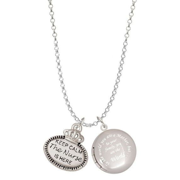 Delight Jewelry Silvertone Keep Calm The Nurse is Here To the World You are a Mother Locket Necklace